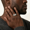 Ice Pave Cuban Chain CZ Ring, Men's Street Hip Hop