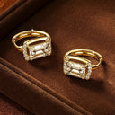 Emerald Cut Moissanite Gold Hoops