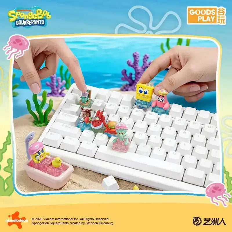 Genuine Official Keycap Spongebob Squarepants Movie Peripheral Figurine Blind Box Squidward Mr Krabs Mechanical Keyboard Gift
