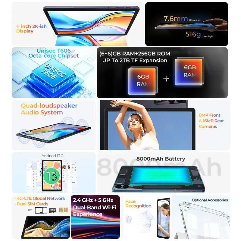 HOTWAV Pad 11 Tablet 2K Display 8000mAh Battery 12GB Ram
