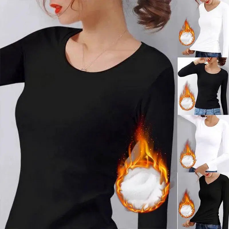 Stay Cozy Velvet Slim Fit Thermal Top O Neck For Winter