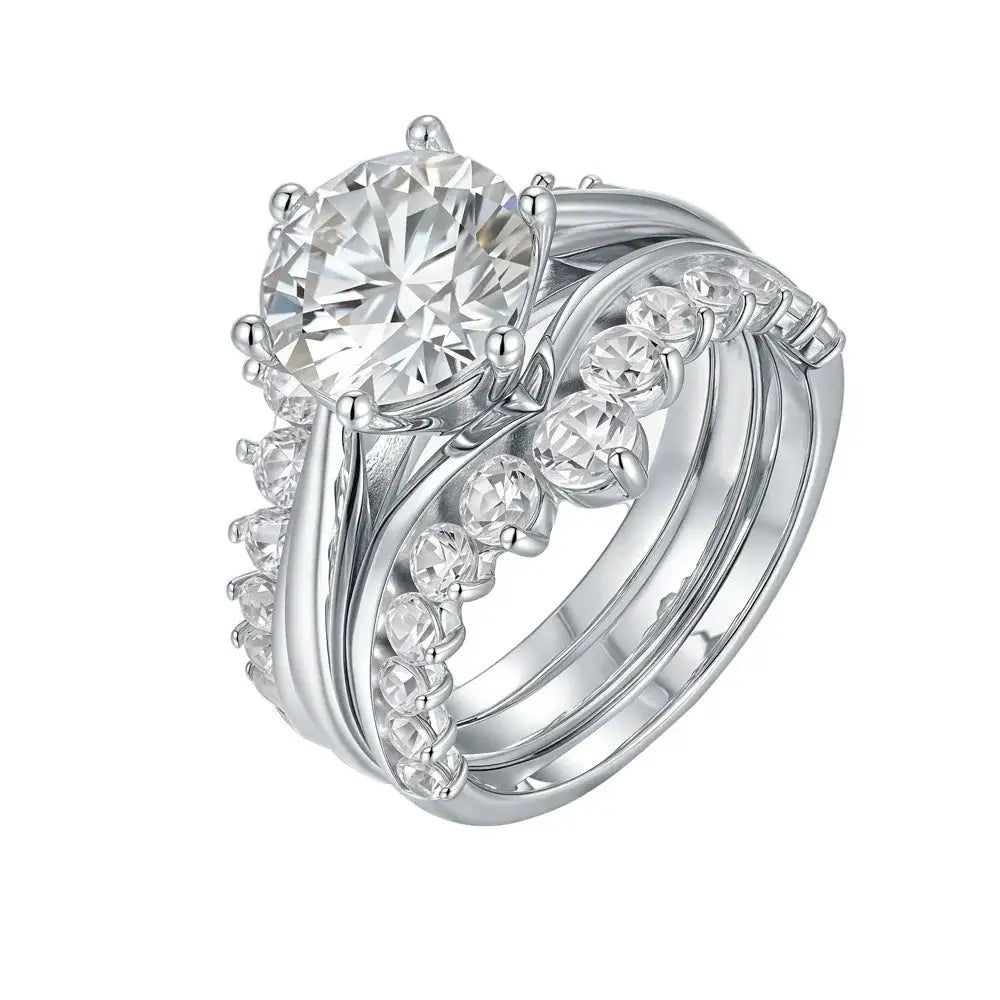 Round Moissanite Ring in Sterling Silver Luxurious — product view 4