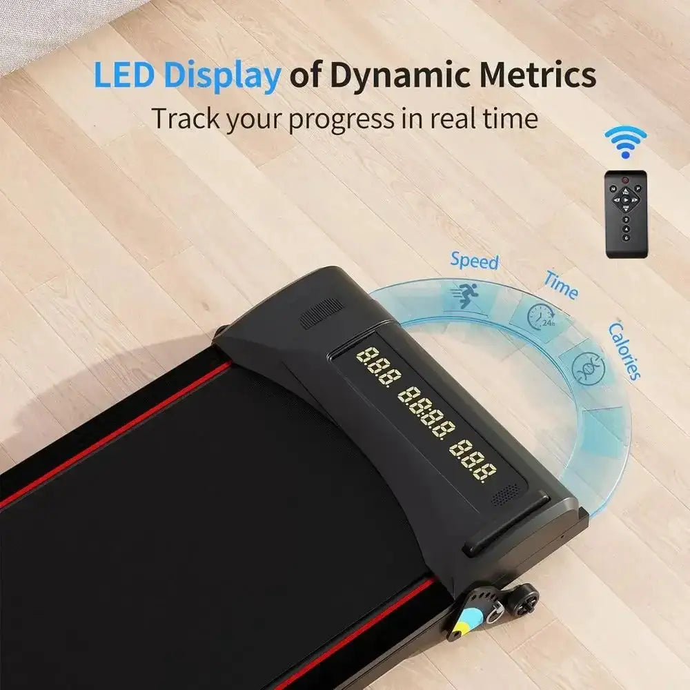 Compact 2-in-1 Walking Pad with LED Display, Speeds up to 6 km/h, Remote & App Control for Home Fitness