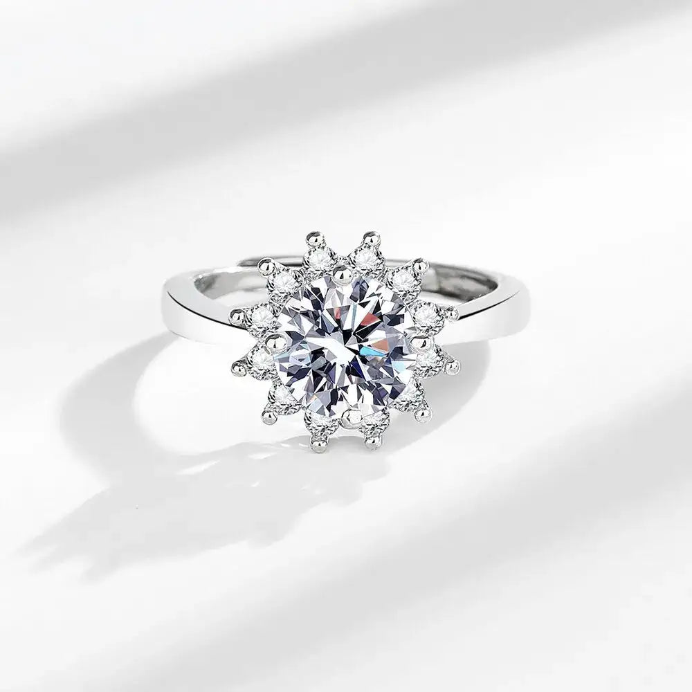 Moissanite Ring in Sterling Silver Classic Round — product view 3