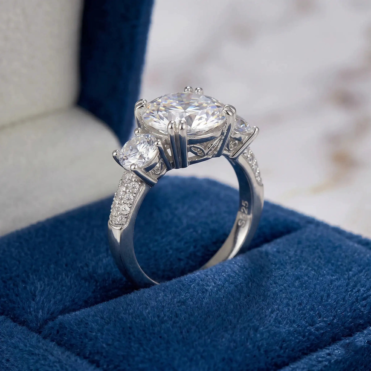 Classic Three Stone Moissanite Ring Style OBBHD — product image 3