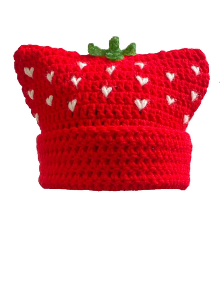 Striped Cat Ear Knitted Cap