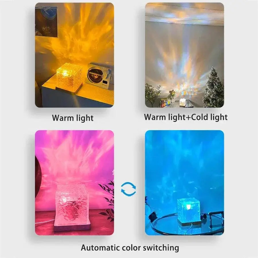 Water Ripple Projector Night Light Colorful Crystal Lamp