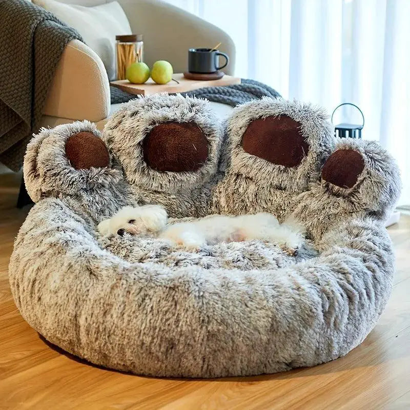 Bear Paw Shape Pet Sofa Bed With Soft Fluffy Cushion