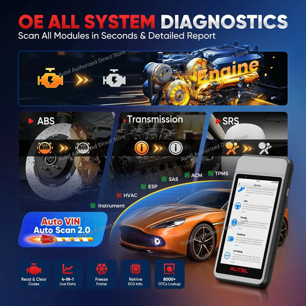 Autel MaxiDiag MD906 PRO Car Diagnostic Scan Tool OBD2 Code Reader Support CANFD11+ Services, Upgraded of MD808PRO MaxiCheckPRO