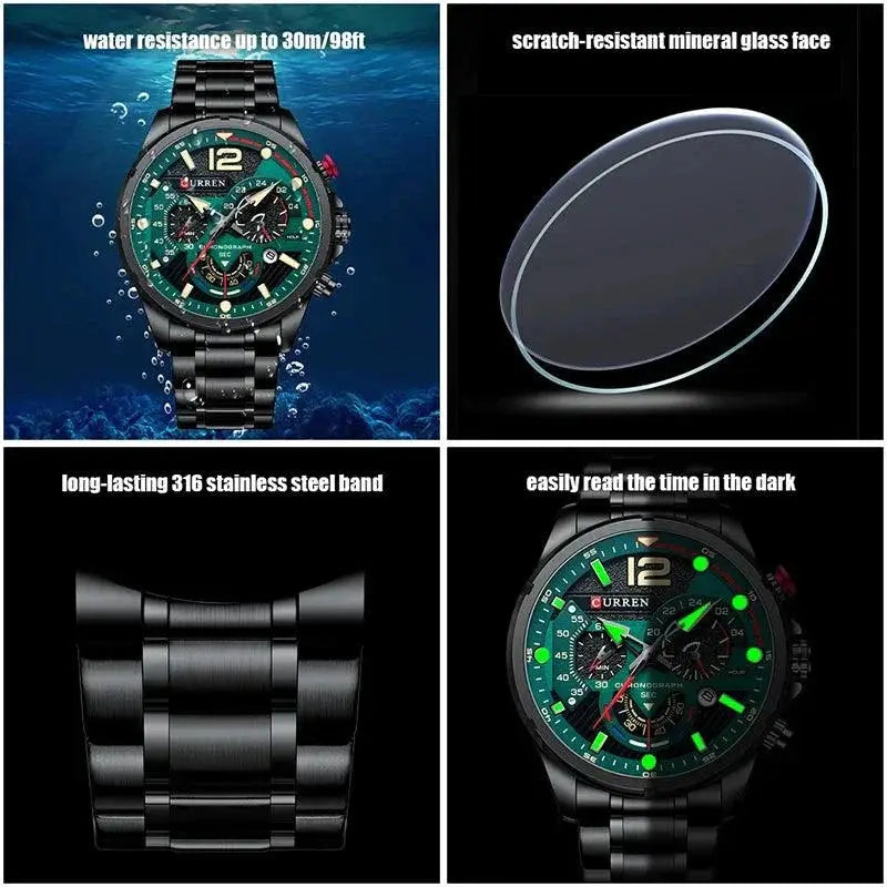 Stylish Stainless Steel Men's Watch Chronograph Timepiece