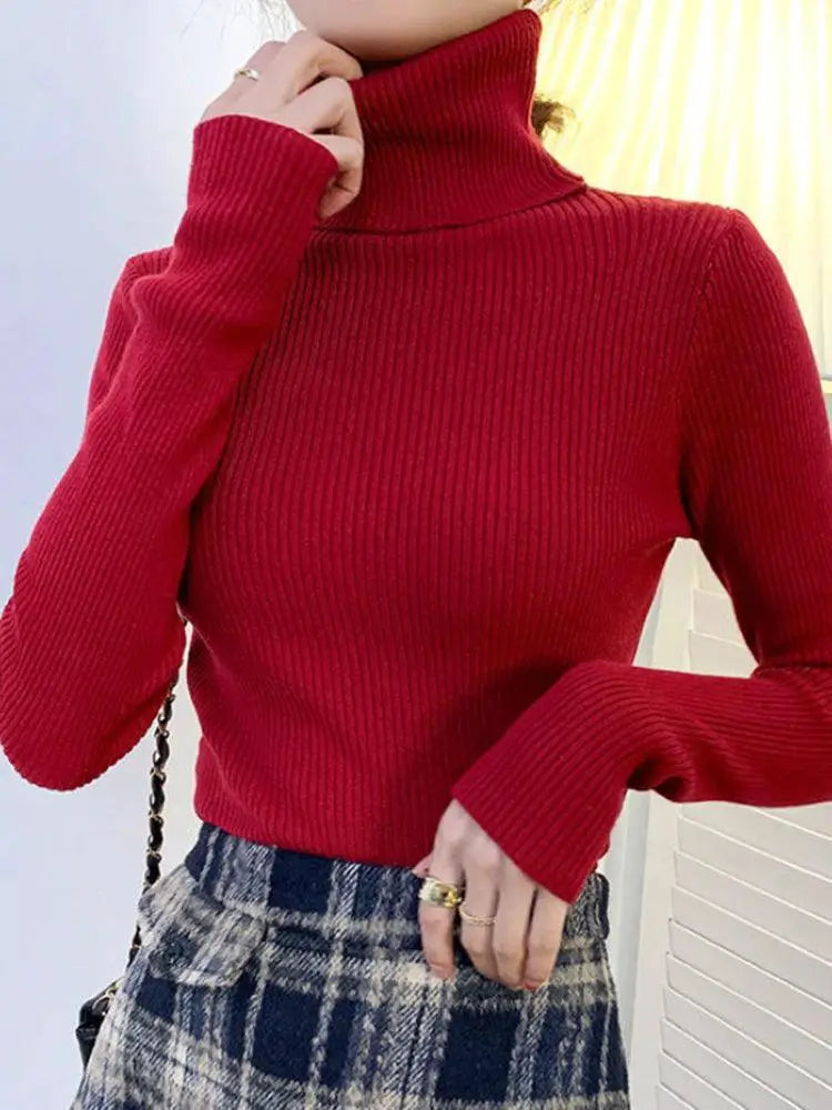Cozy Chic Slim Fit Turtleneck Sweater For Fall Fashion