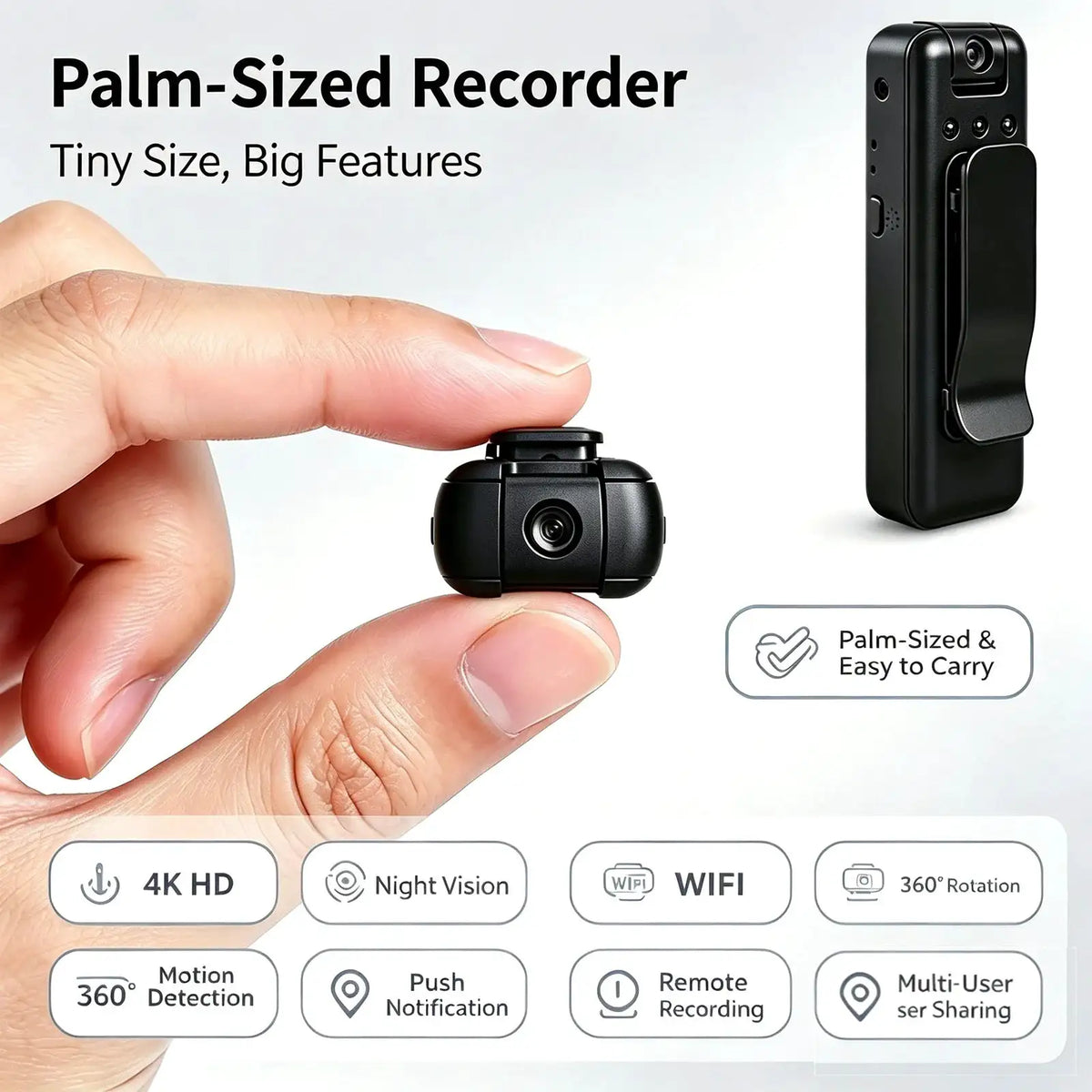 Portable Mini Body Camera Recorder, HD Wearable Video 1080P Vision — product view 4
