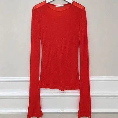 Korean Style Elegant Long Sleeve Womens T Shirt Chic Comfort
