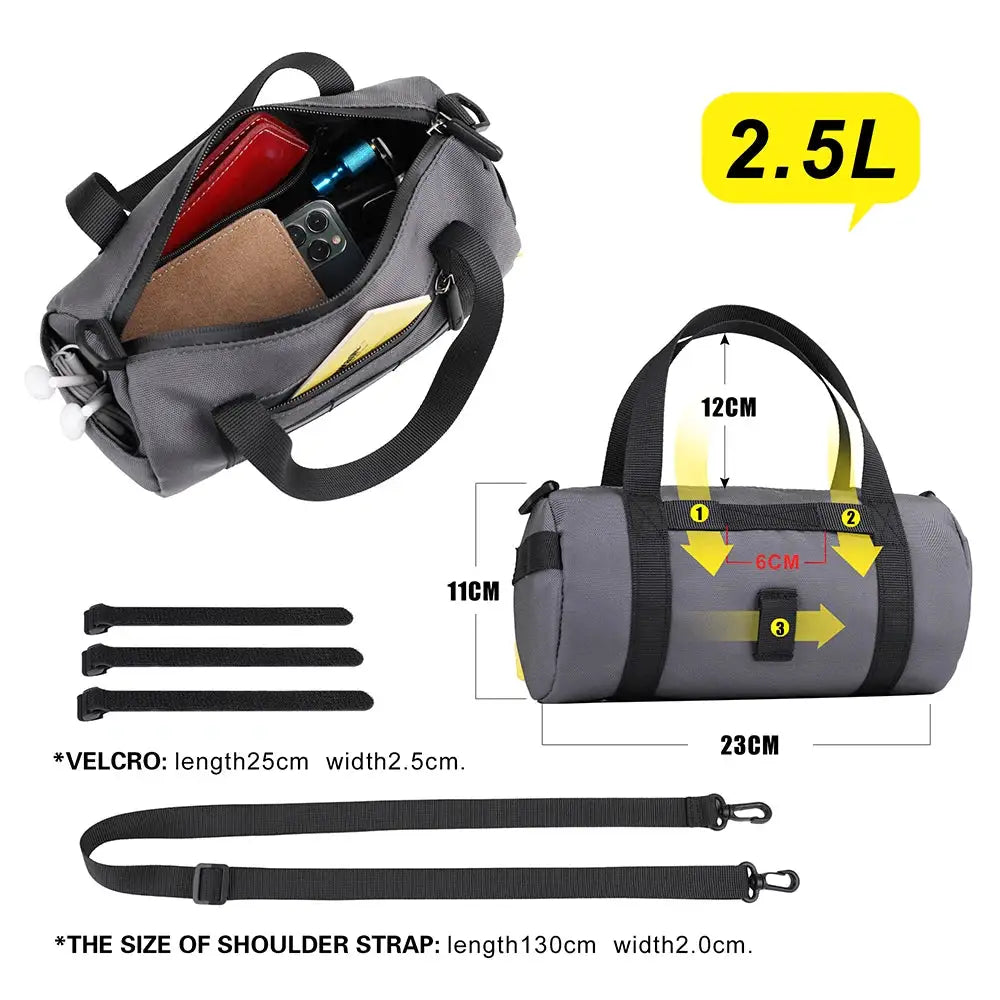 Rhinowalk Bicycle Handlebar Bag Waterproof 2.5L Frame Front Tube Cycling Storage Bag Large Capacity MTB Pack Bike Accessories