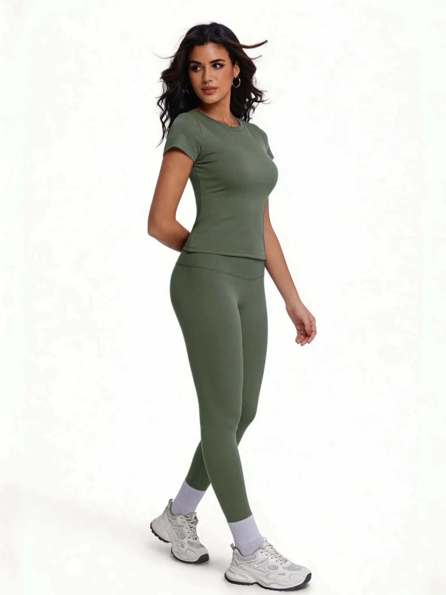 Women's 2 Piece Workout Set, Ultra-Soft Short Sleeve T-Shirt & High Waist Leggings, Seamless Butt Lifting Yoga Outfit for Gym, R