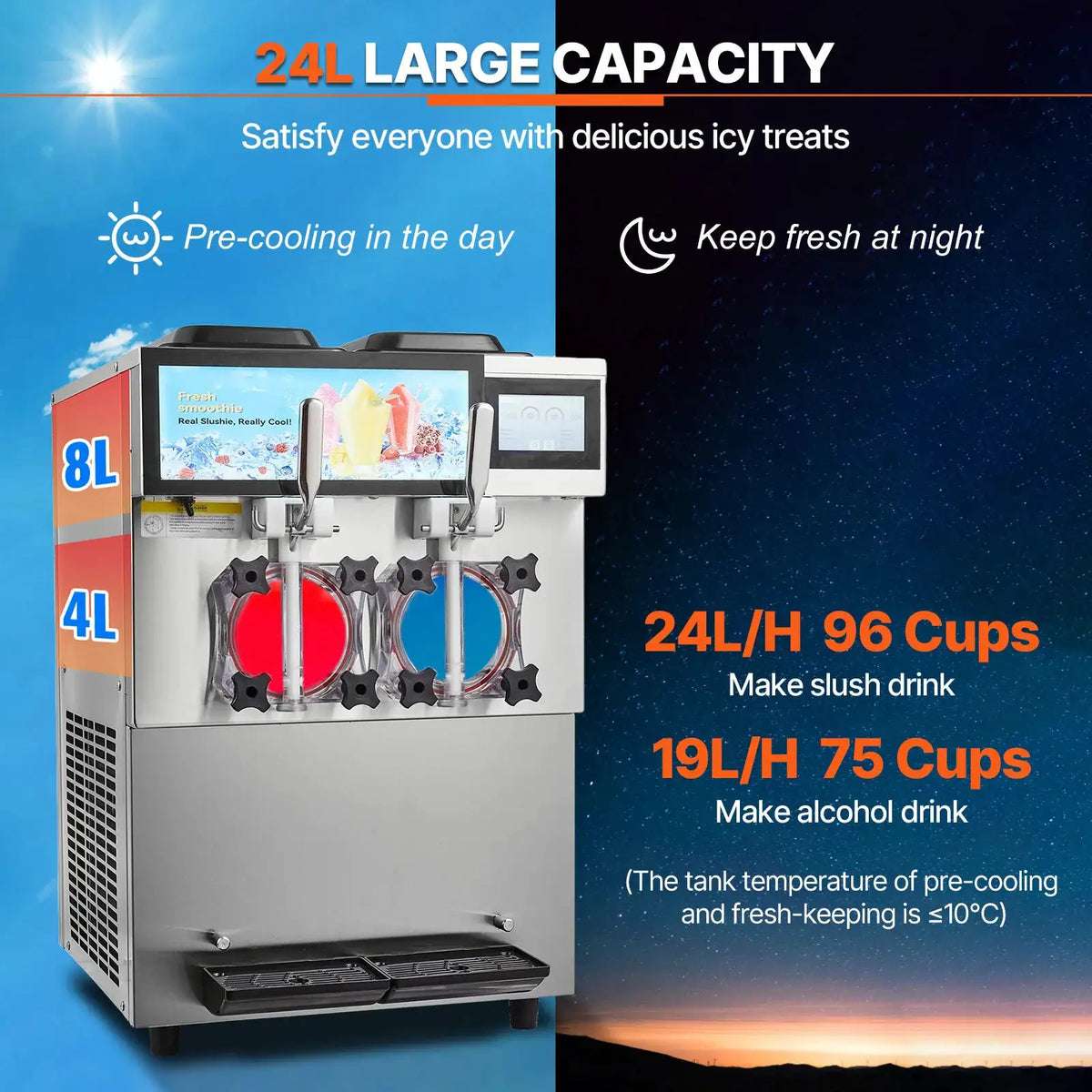 SucceBuy Commercial Slushy Machine Singal or Double Tanks Cool — product view 3