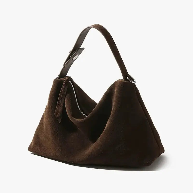 Genuine Grade Autumn Winter Big Boston Luxury Designer Tote Soft Matte Suede Leather Women Handbag Female Shoulder Crossbody Bag