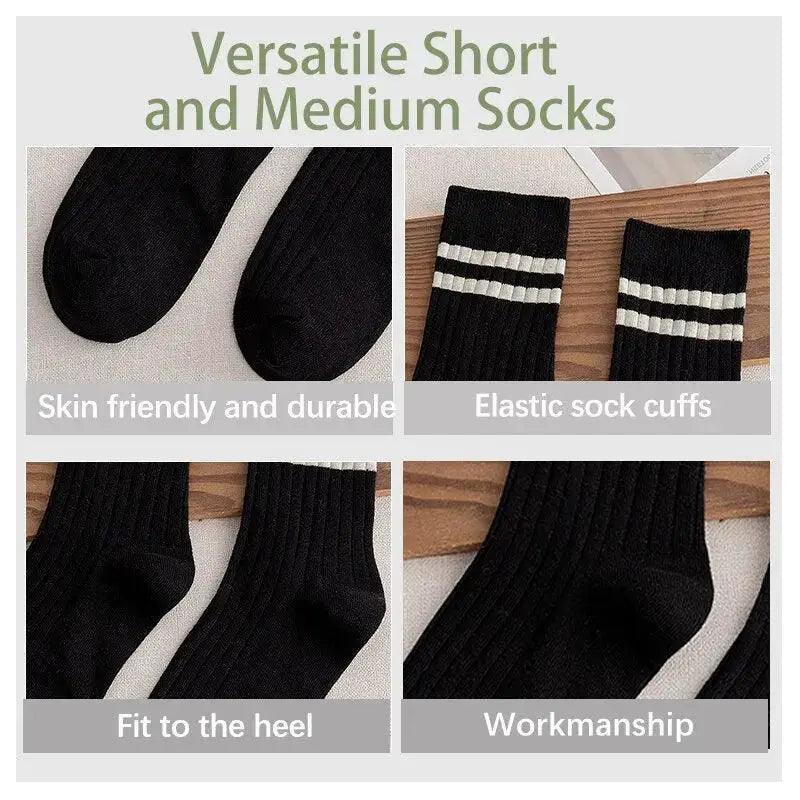 Harajuku Vibes 7 Pack Retro Striped Tube Socks Set