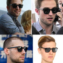 Tony Stark Rectangle Sunglasses for Men with Blue Lens