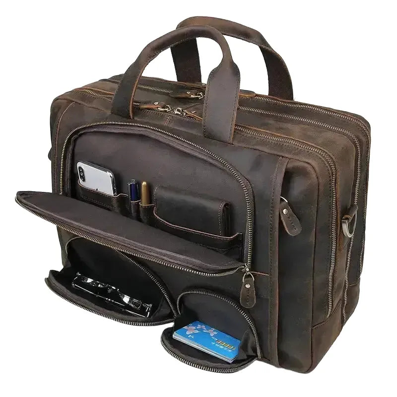 Leather Briefcase for Work Travel — product view 1