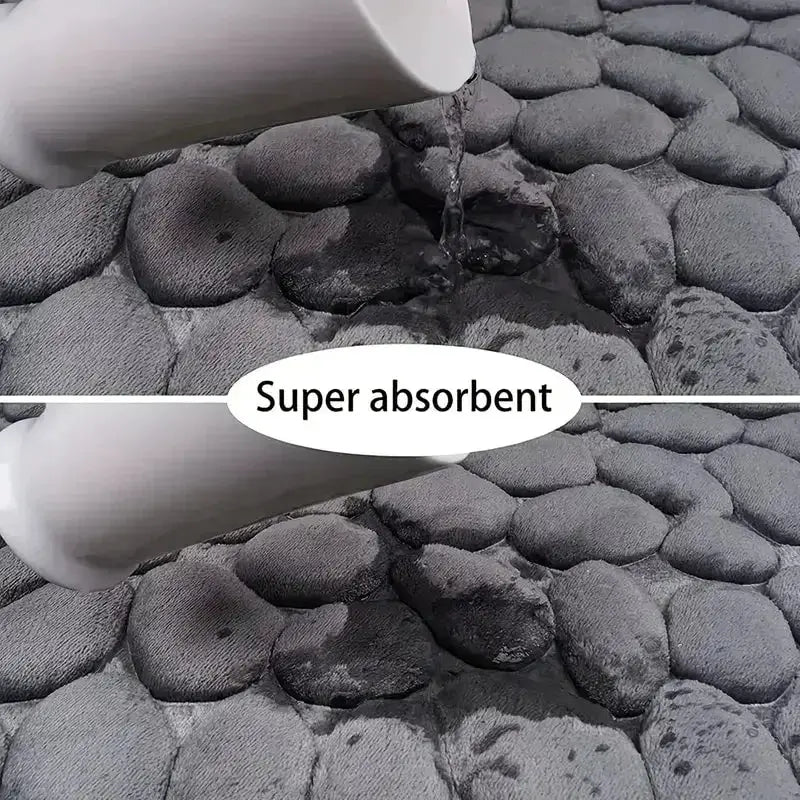 Non Slip Cobblestone Embossed Memory Foam Bath Mat