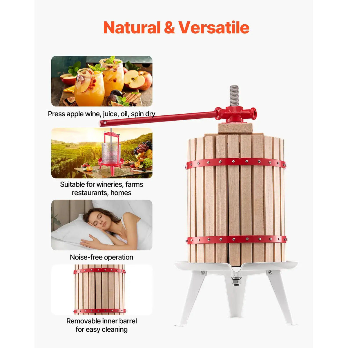 SucceBuy Fruit Wine Press Solid Wood Basket w/ Blocks Heavy — product view 6
