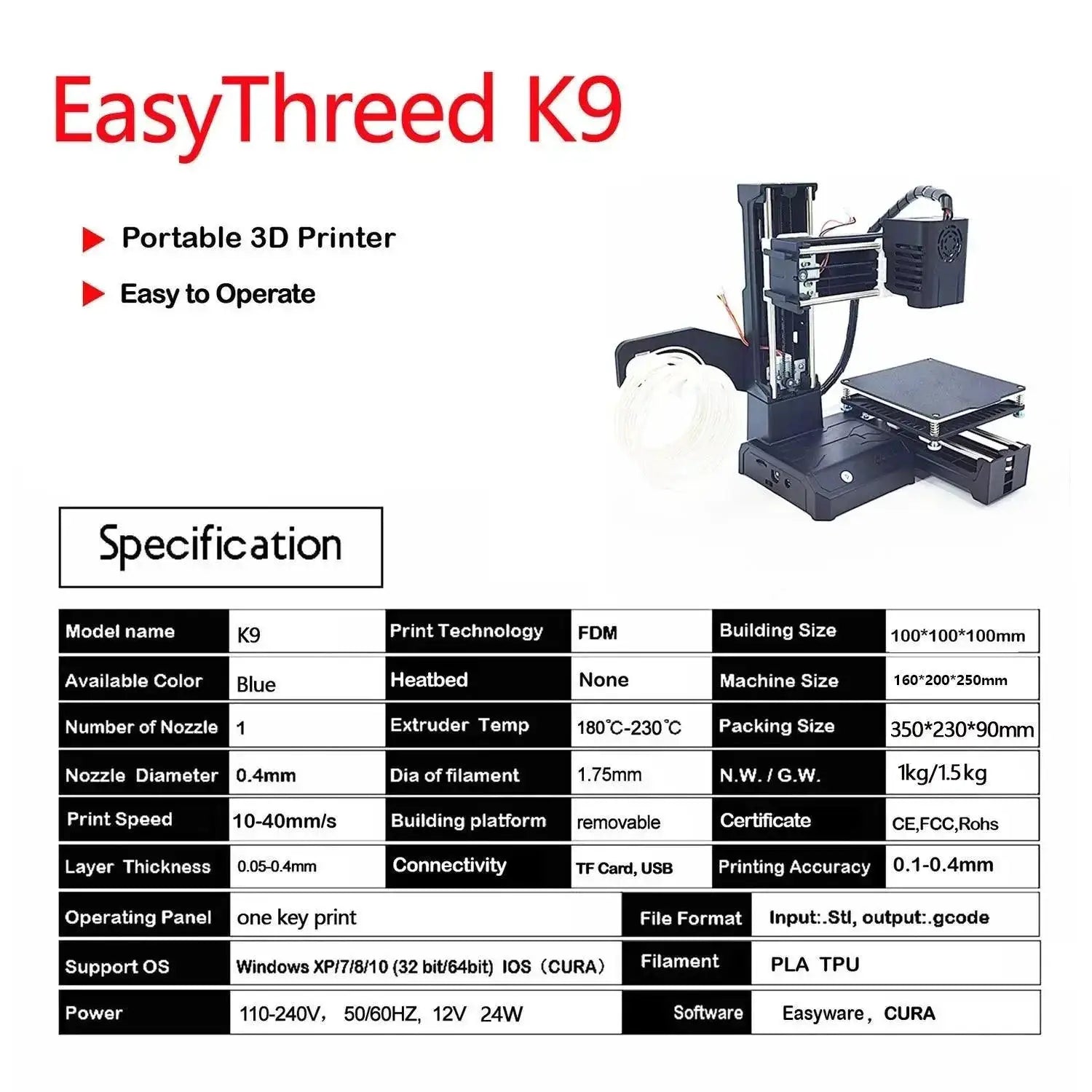 EasyThreed K9 Mini 3D Printer For Beginners And Enthusiasts