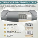 Grey Wood Frame PU Leather Office Chair