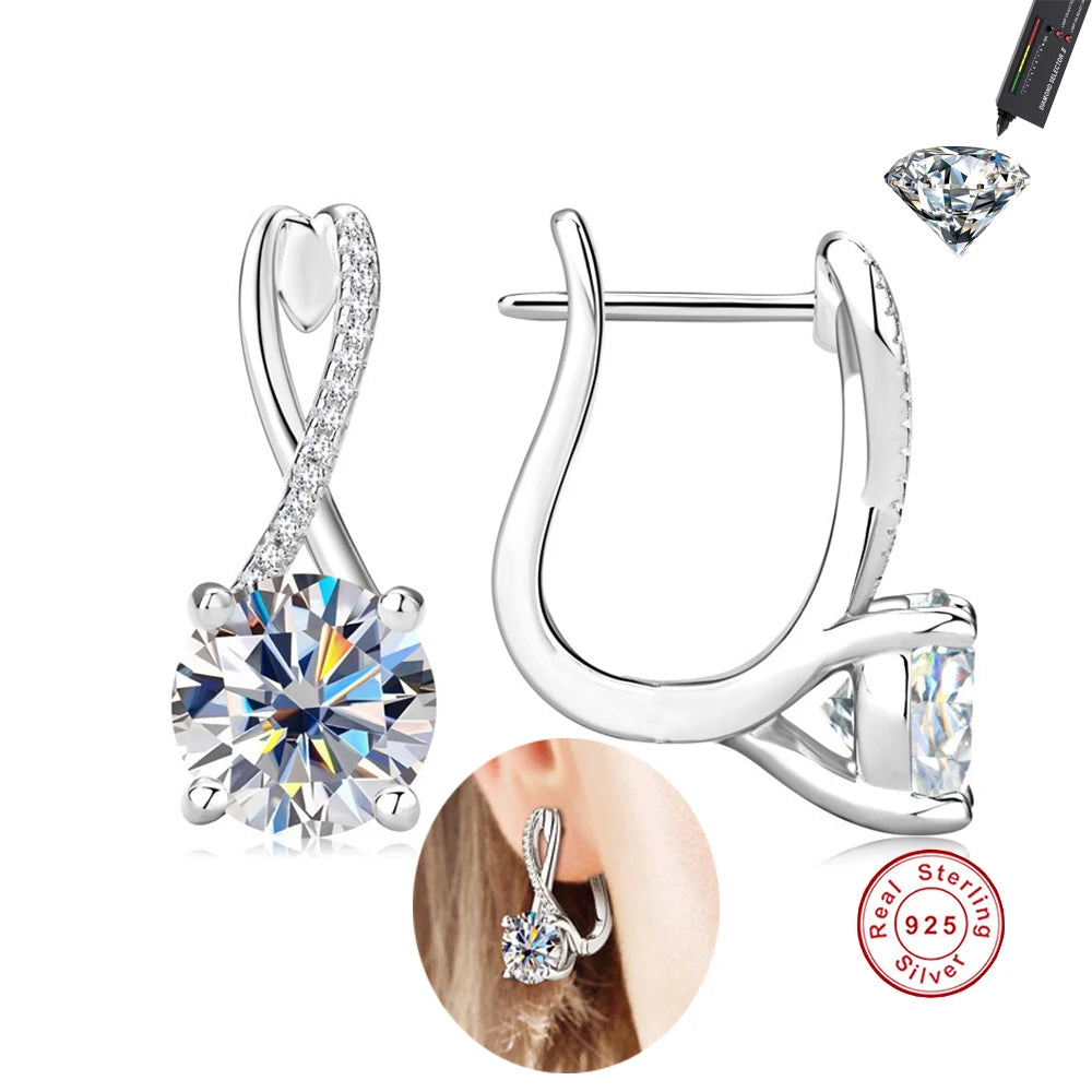 Drop Moissanite Earrings in Sterling Silver — product view 1