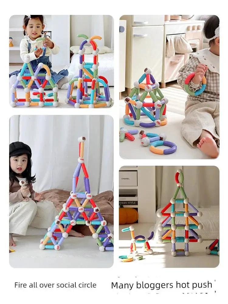 Nukied Patchwork Educational Magnetic Rods Boys And Girls