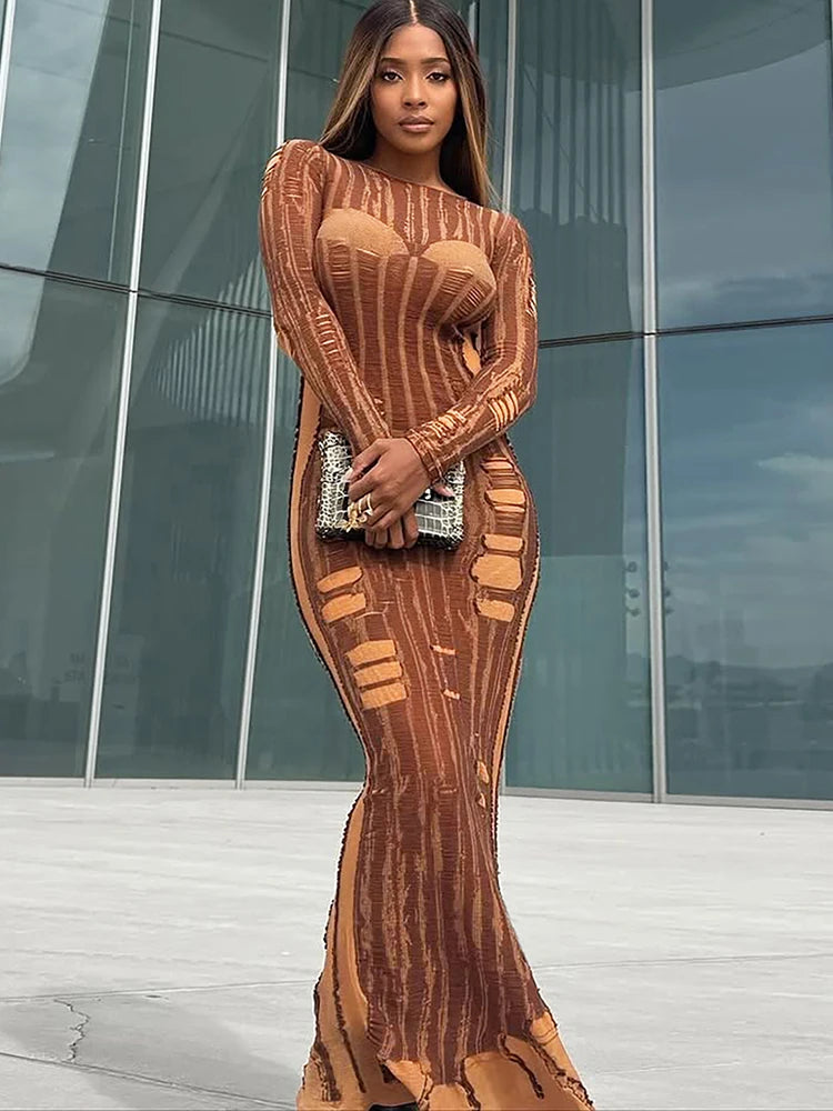 NIBBER Striped Evening Dress