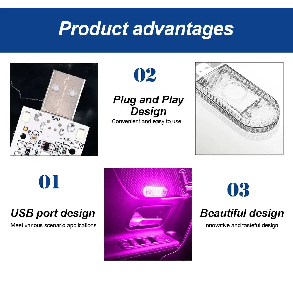 LED Car Mini Touch Light USB Charging Portable Lamp