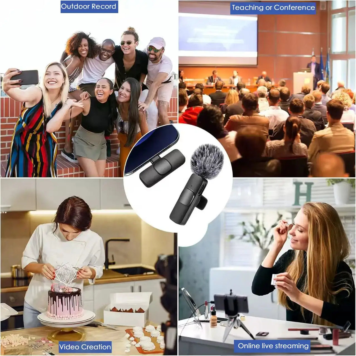 Professional Wireless Lavalier Microphone for Type-C Phones Computers Universal for Vlog Short Video Interviews Conferences