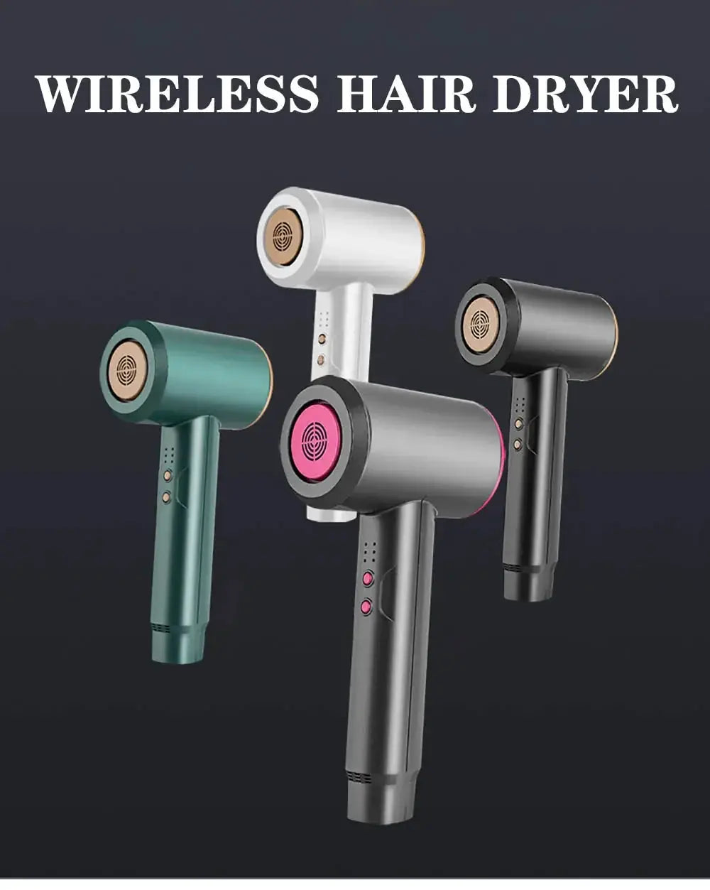 Super Cordless Portable Hair Dryer Wireless Travel Blowers