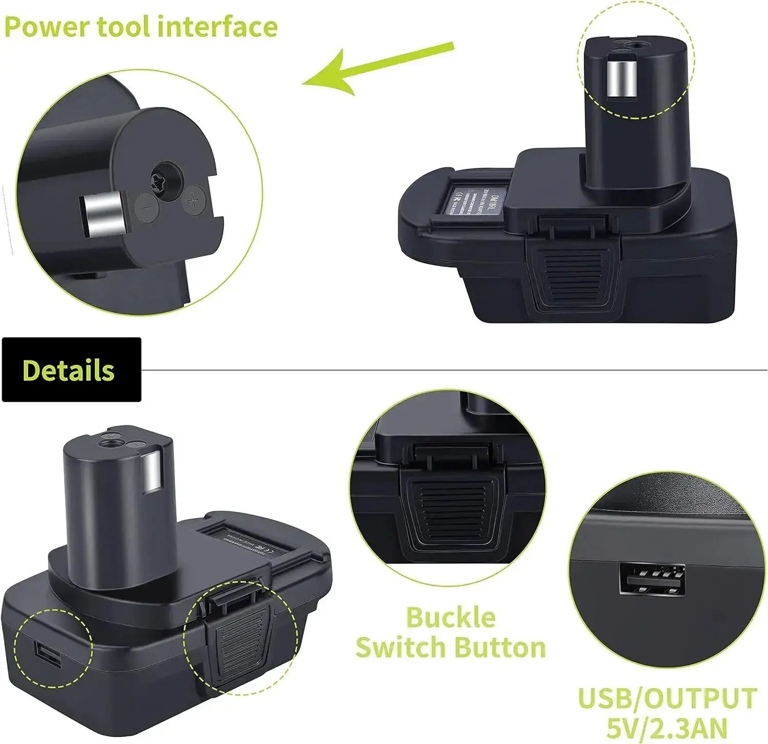Ryobi 18V Battery Adapter With USB Port For Tools Power