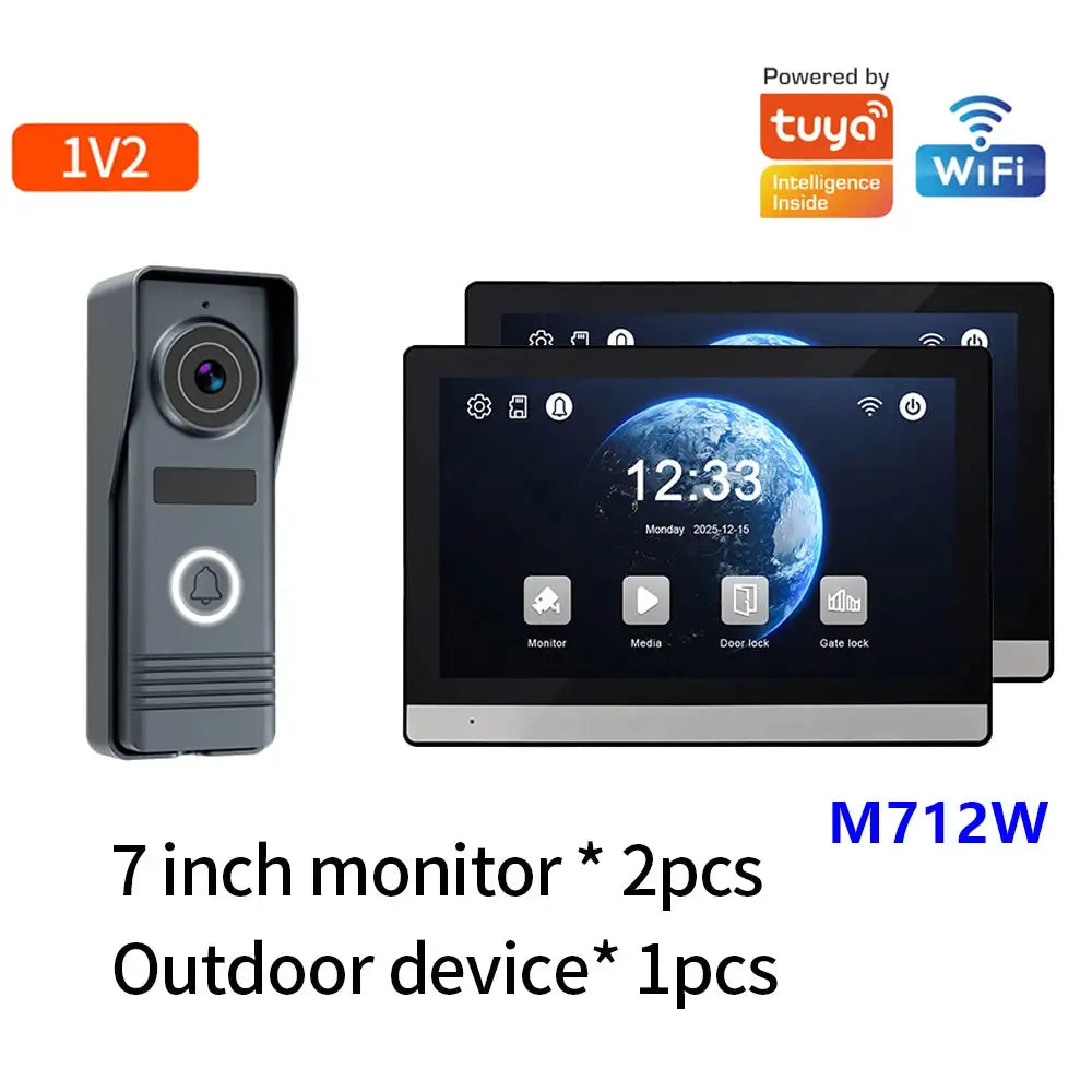 Smart Home Support Tuya App 1080P Video Intercom Video Door Phone 7'' Touch Monitor Video Doorbell Door Camera Security System