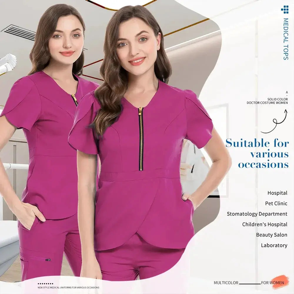 Unisex Nursing Scrub Tops Medical Uniform Blouse Comfort Fit