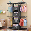 Freestanding Wardrobe Closet Dustproof Hanging Rods & Drawers