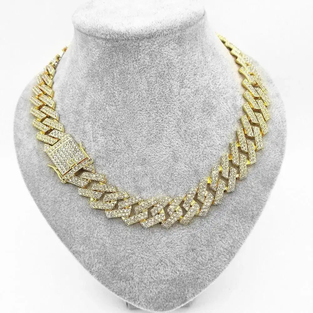 Luxury Metal Diamond Dog Collar Chain Harness 20mm Width