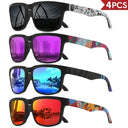 Square Sunglasses For Men Women - UV400 4 Pcs Set