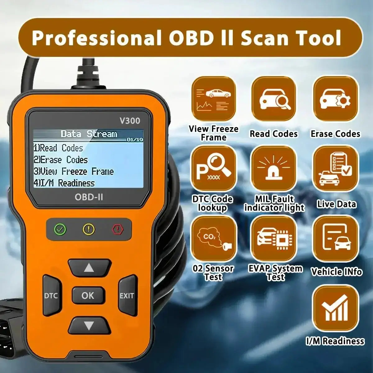 2025 Newest Model OBD2 Scanner Diagnostic Tool - Complete Fault Code Reader, Clear Error Codes, Data Stream, I/M Readiness
