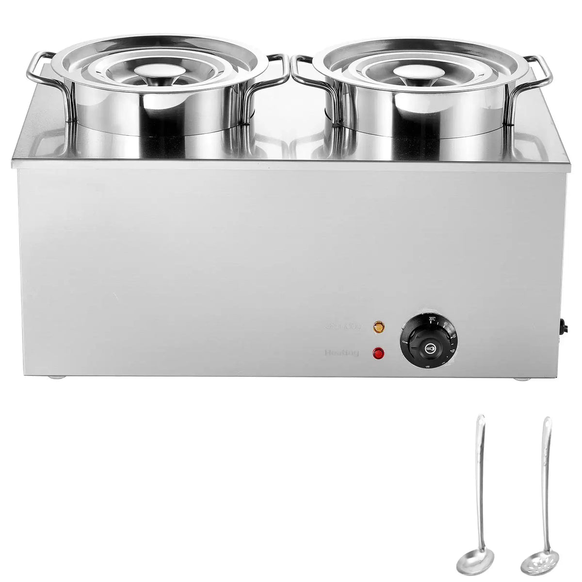 SucceBuy Electric Soup Warmer Two Stainless Steel Round Pot w — product view 1