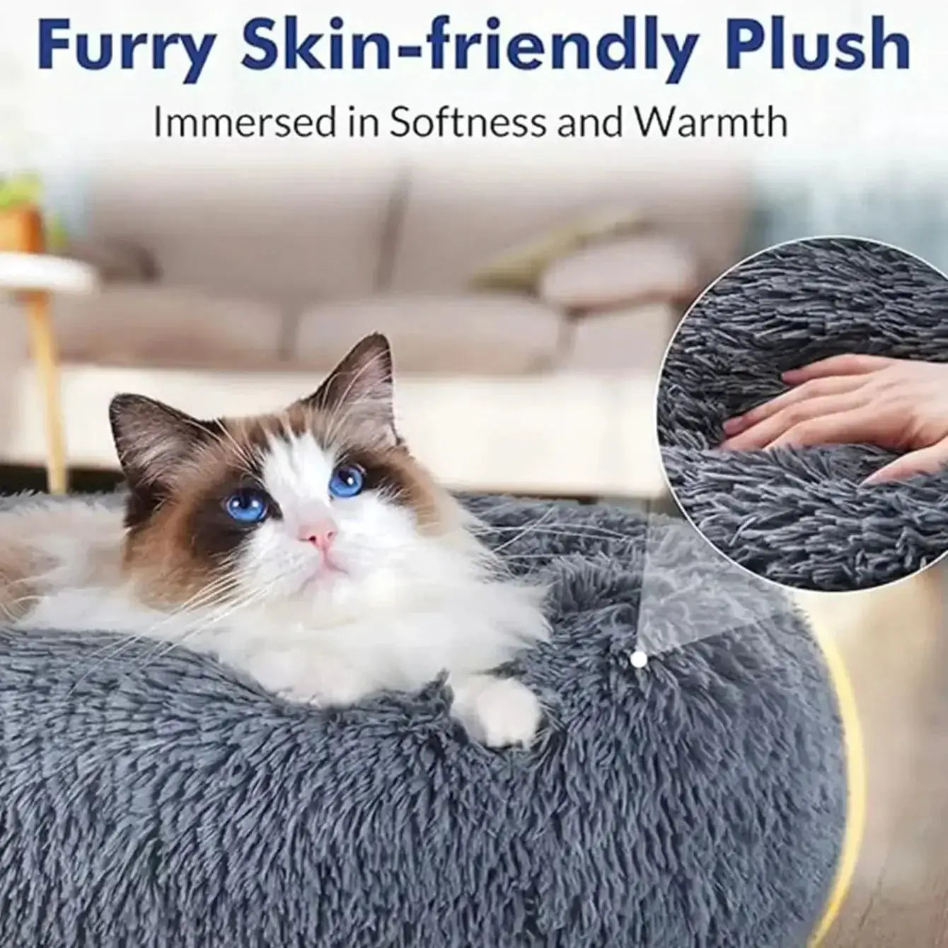 Round Pet Bed for Large Dogs and Cats Winter Comfort