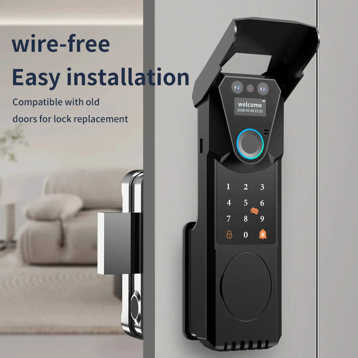 Outdoor Waterproof Tuya Smart Fingerprint Gate Lock with Face Recognition Doorbell Video Intercom RFID Card Digital Code Entry