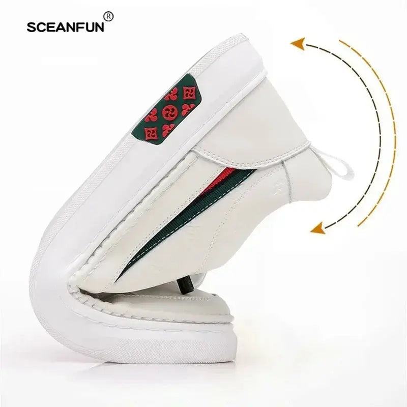 Spring Men's Elevator Shoes White Loafers 5cm Taller