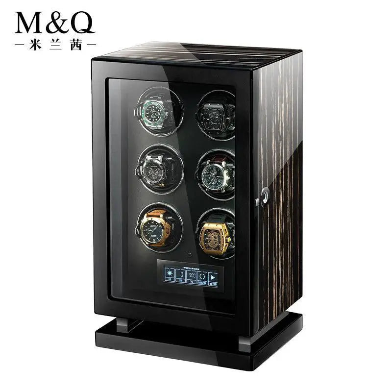 Luxury Biometric Wood Watch Winder for Secure Storage