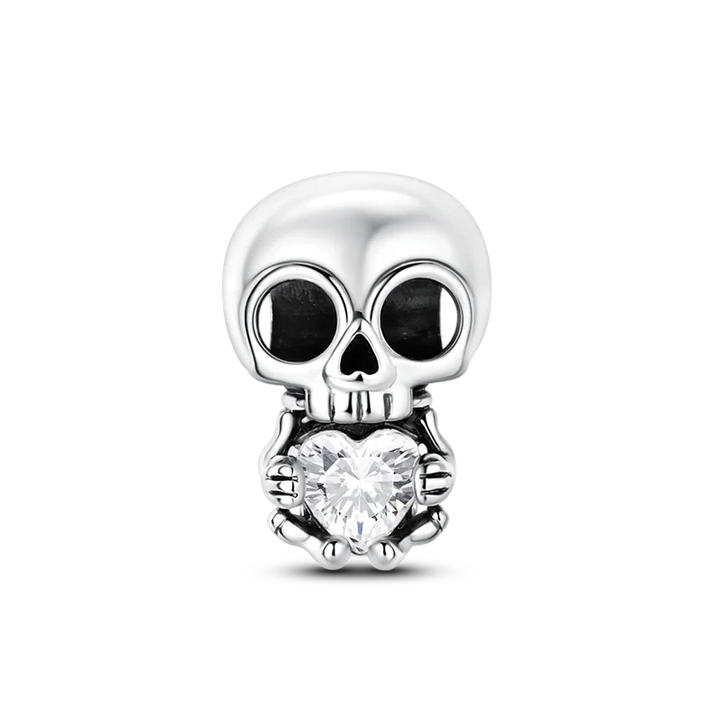 Halloween Skull Charm Bead Sterling