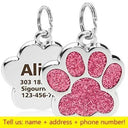 Customizable Glitter Paw Pet ID Tag for Dogs and Cats