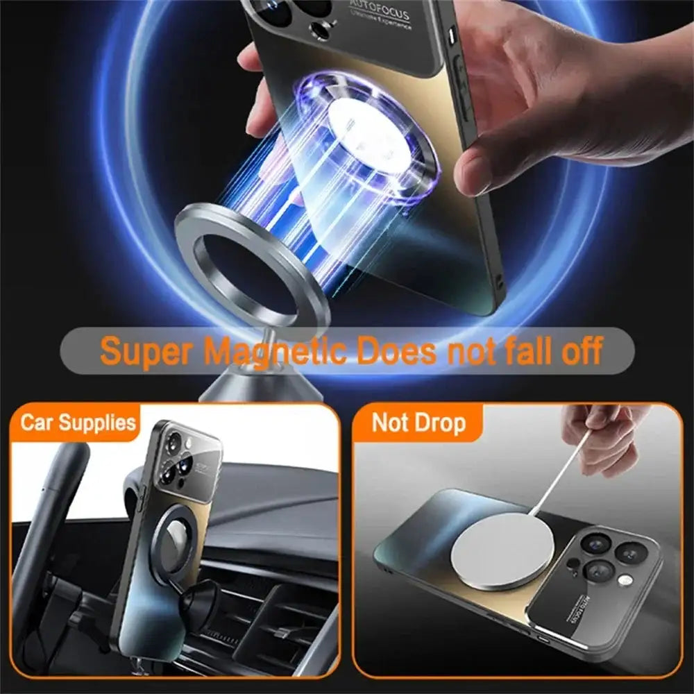 New Titanium Metallic Matte Case For iPhone 17 Air 16 15 14 13 12 11 18 Pro Max Plus For Magsafe Lens Camera Protection Cover