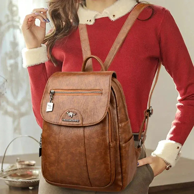 Women's Soft Leather Backpack Large Capacity 2022 New Bag